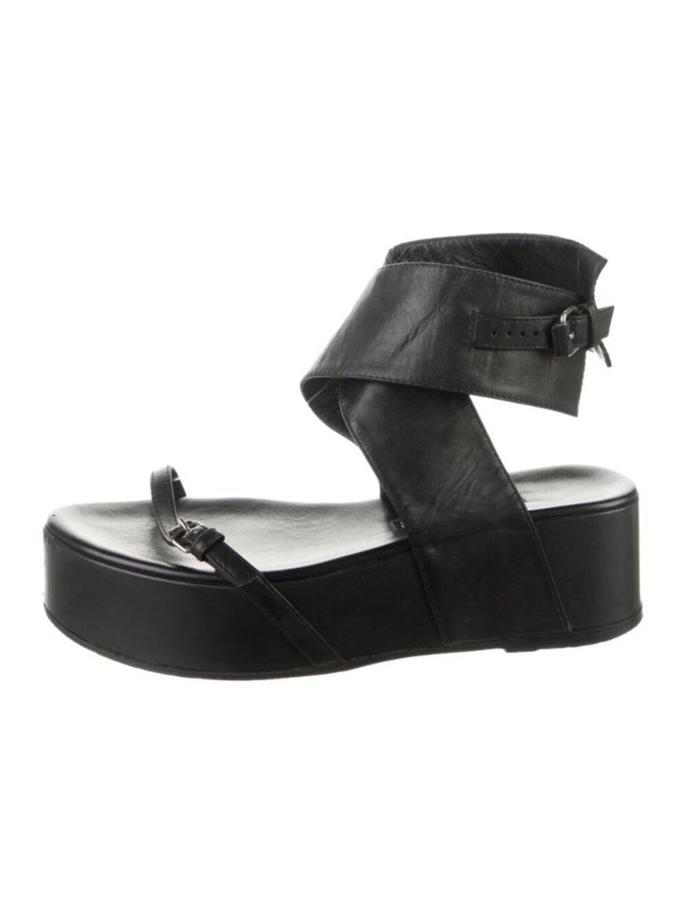 Ann Demeulemeester Black wedge platform sandals 37.5